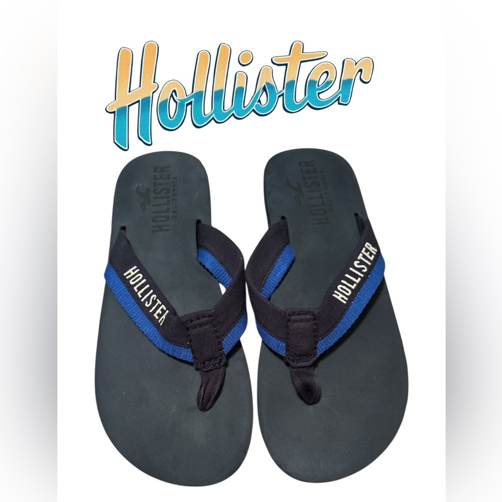 Hollister navy blue Flip Flops with Blue Straps